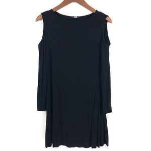 Clayton Dress Small Black Cold Shoulder Long Sleeve Viscose Stretch Shift